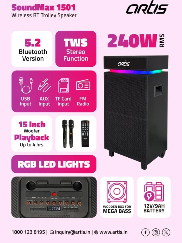 [Soundmax 1501] Artis Trolly Speaker