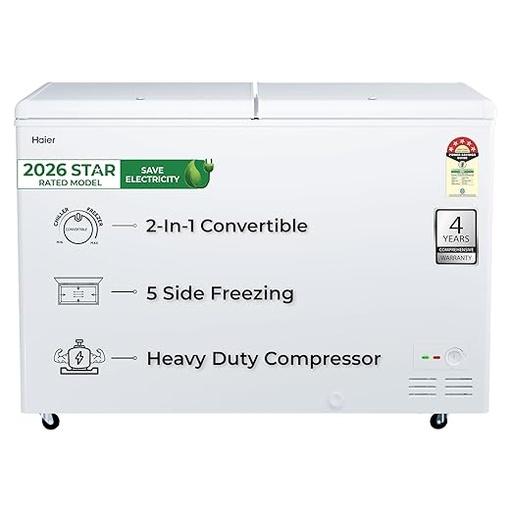 [HFC-410DPW5:HT DF] HAIER 410 Liter 5 Star Double Door Deep Freezer