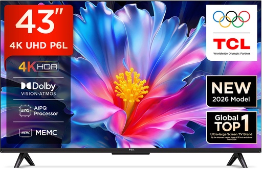 [TV43P6L] TCL 43" 4K Smart Google LED TV